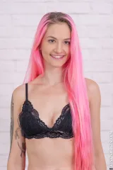 Nude casting with long pink haired girl Adele Preview picture 5